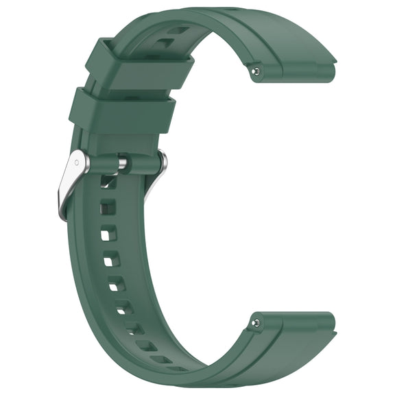 For Huawei Watch GT4 41mm Official Steps Style Silver Buckle Silicone Watch Band(Dark Green)