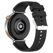 For Huawei Watch GT4 41mm Official Steps Style Silver Buckle Silicone Watch Band(Black)