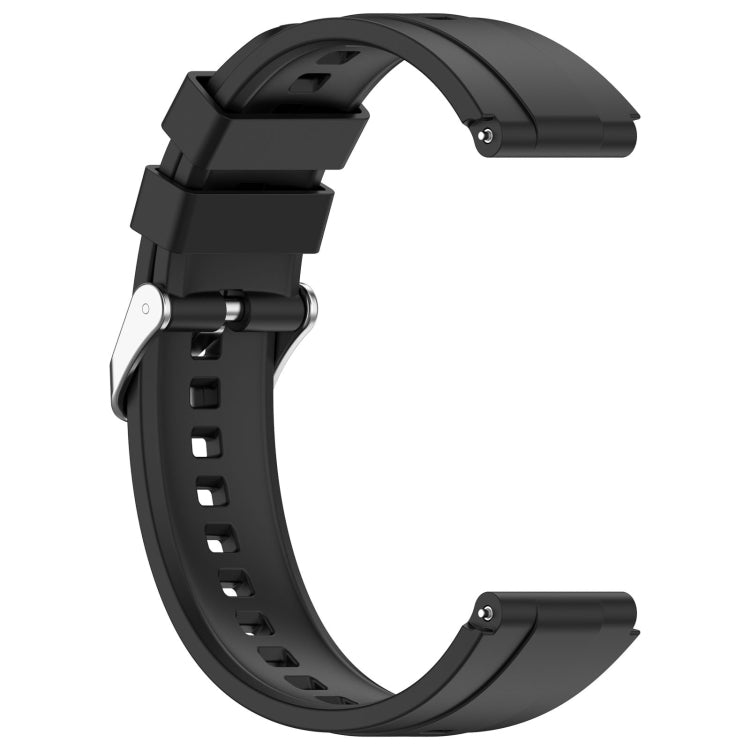 For Huawei Watch GT4 41mm Official Steps Style Silver Buckle Silicone Watch Band(Black)