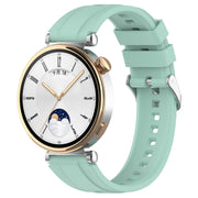 For Huawei Watch GT4 41mm Official Steps Style Silver Buckle Silicone Watch Band(Green)