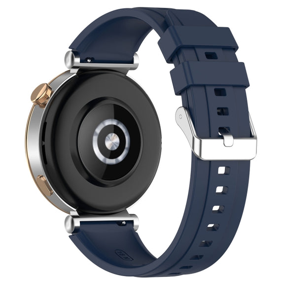 For Huawei Watch GT4 46mm Official Steps Style Silver Buckle Silicone Watch Band(Midnight)