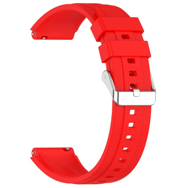 For Huawei Watch GT4 46mm Official Steps Style Silver Buckle Silicone Watch Band(Red)