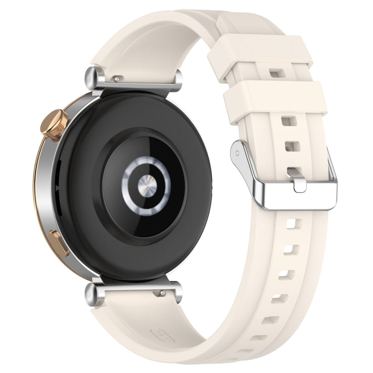 For Huawei Watch GT4 46mm Official Steps Style Silver Buckle Silicone Watch Band(Starlight Color)