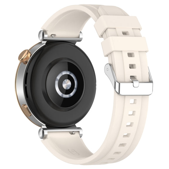 For Huawei Watch GT4 46mm Official Steps Style Silver Buckle Silicone Watch Band(Starlight Color)