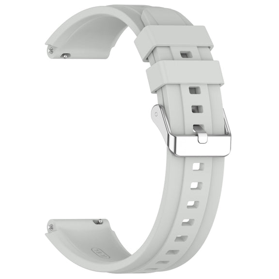For Huawei Watch GT4 46mm Official Steps Style Silver Buckle Silicone Watch Band(Gray)
