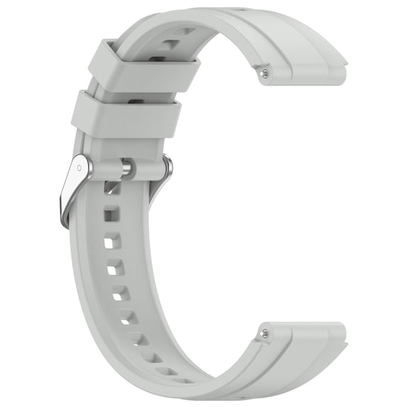 For Huawei Watch GT4 46mm Official Steps Style Silver Buckle Silicone Watch Band(Gray)