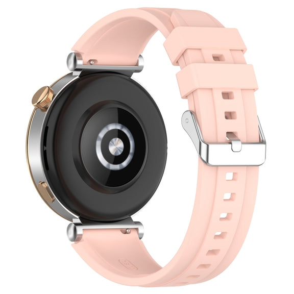 For Huawei Watch GT4 46mm Official Steps Style Silver Buckle Silicone Watch Band(Pink)