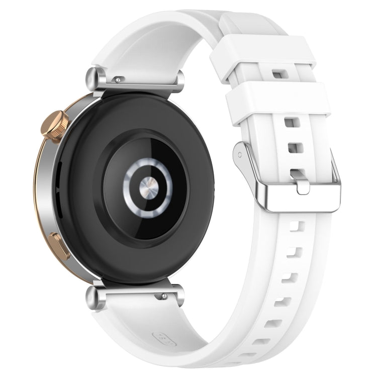 For Huawei Watch GT4 46mm Official Steps Style Silver Buckle Silicone Watch Band(White)