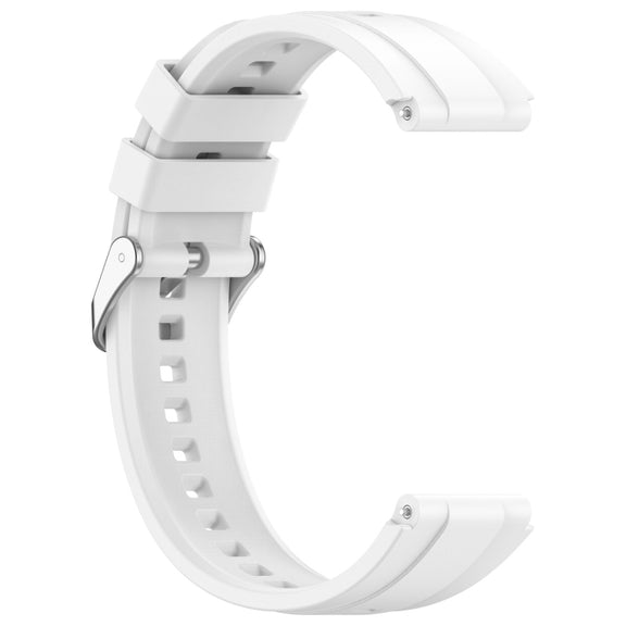 For Huawei Watch GT4 46mm Official Steps Style Silver Buckle Silicone Watch Band(White)