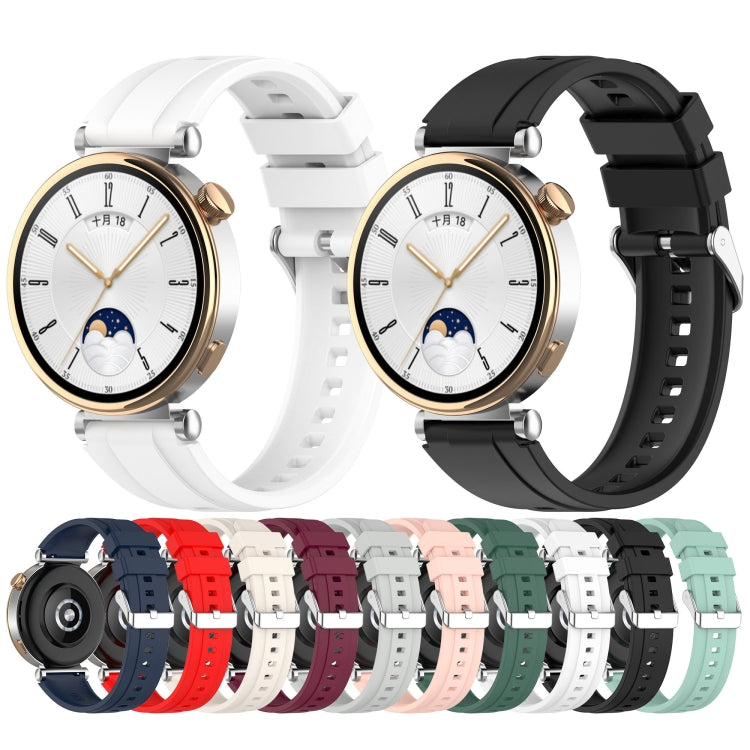 For Huawei Watch GT4 41mm Official Steps Style Silver Buckle Silicone Watch Band(Pink)