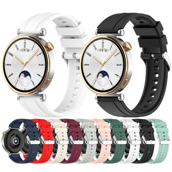 For Huawei Watch GT4 46mm Official Steps Style Silver Buckle Silicone Watch Band(Red)