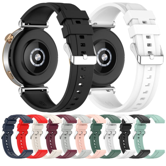 For Huawei Watch GT4 46mm Official Steps Style Silver Buckle Silicone Watch Band(Gray)