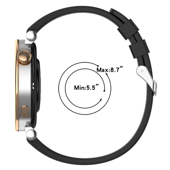 For Huawei Watch GT4 41mm Official Steps Style Silver Buckle Silicone Watch Band(Black)