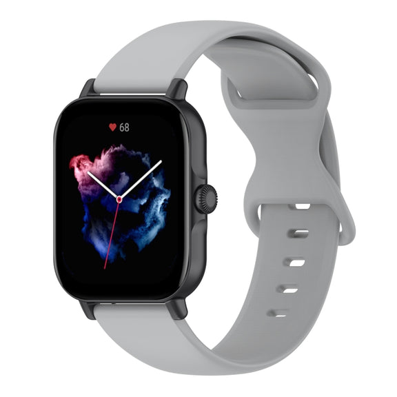 For Amazfit Active L Butterfly 8-shaped Buckle Silicone Watch Band(Grey)