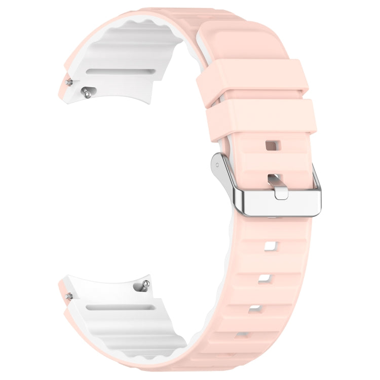 For Samsung Galaxy Watch 6 Classic Two Color Horizontal Silicone Watch Band(Pink White)