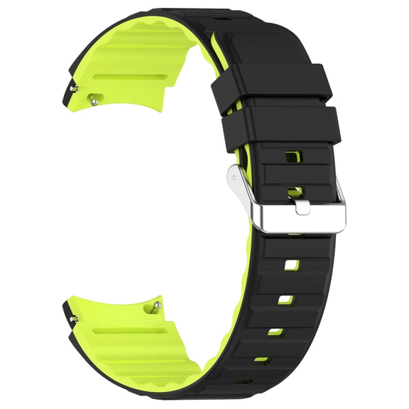 For Samsung Galaxy Watch 6 Classic Two Color Horizontal Silicone Watch Band(Black Green)