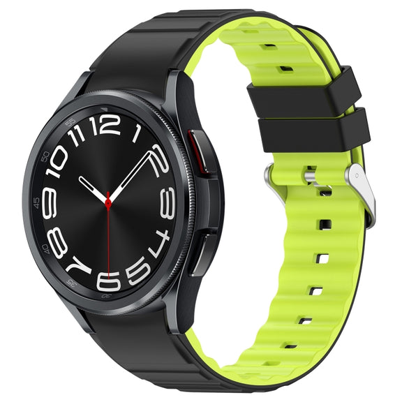 For Samsung Galaxy Watch 6 Classic Two Color Horizontal Silicone Watch Band(Black Green)