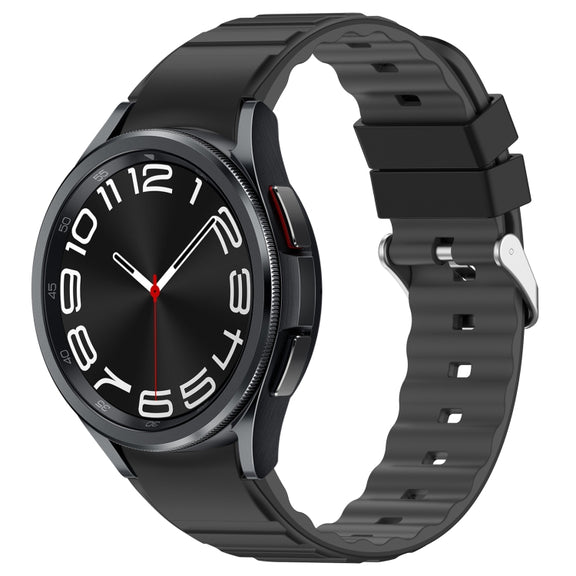 For Samsung Galaxy Watch 6 Classic Two Color Horizontal Silicone Watch Band(Black Grey)