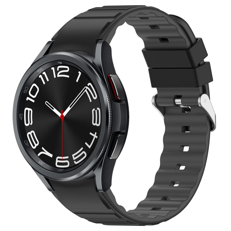 For Samsung Galaxy Watch 6 Classic Two Color Horizontal Silicone Watch Band(Black Grey)