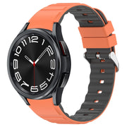 For Samsung Galaxy Watch 6 Classic Two Color Horizontal Silicone Watch Band(Orange Grey)