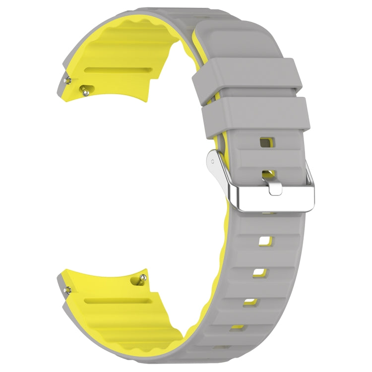 For Samsung Galaxy Watch 6 Two Color Horizontal Silicone Watch Band(Grey Yellow)