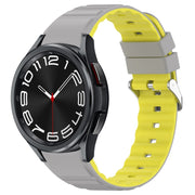 For Samsung Galaxy Watch 6 Two Color Horizontal Silicone Watch Band(Grey Yellow)