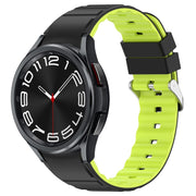 For Samsung Galaxy Watch 6 Two Color Horizontal Silicone Watch Band(Black Green)