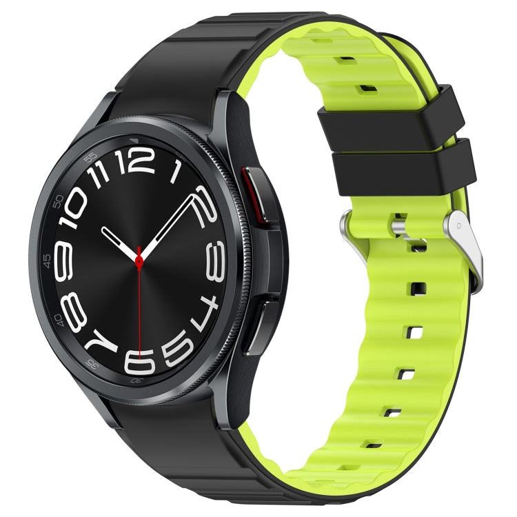 For Samsung Galaxy Watch 6 Two Color Horizontal Silicone Watch Band(Black Green)