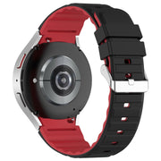 For Samsung Galaxy Watch 6 Two Color Horizontal Silicone Watch Band(Black Red)