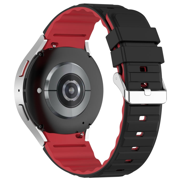 For Samsung Galaxy Watch 6 Two Color Horizontal Silicone Watch Band(Black Red)