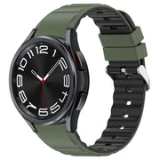 For Samsung Galaxy Watch 6 Two Color Horizontal Silicone Watch Band(Olive Green Black)