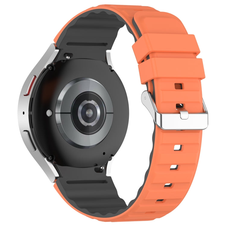 For Samsung Galaxy Watch 6 Two Color Horizontal Silicone Watch Band(Orange Grey)