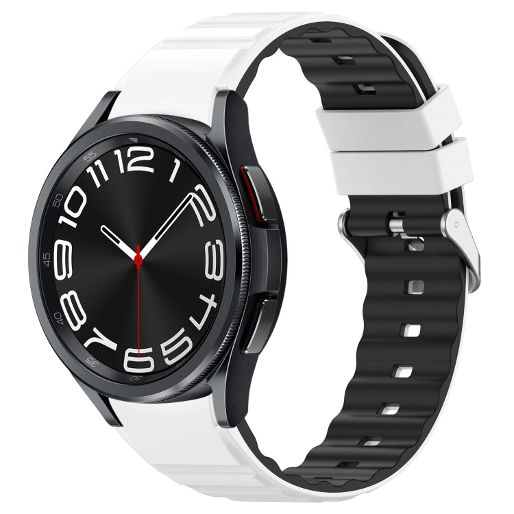 For Samsung Galaxy Watch 6 Two Color Horizontal Silicone Watch Band(White Black)