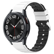 For Samsung Galaxy Watch 6 Two Color Horizontal Silicone Watch Band(White Black)