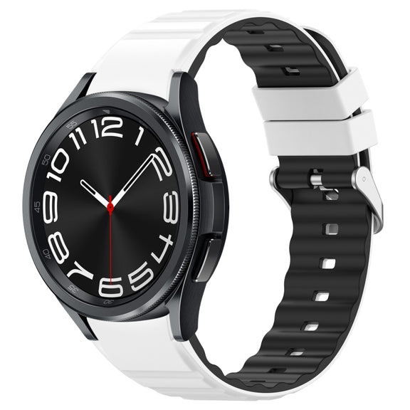 For Samsung Galaxy Watch 6 Two Color Horizontal Silicone Watch Band(White Black)
