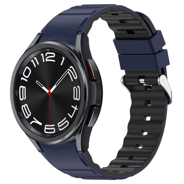 For Samsung Galaxy Watch 6 Two Color Horizontal Silicone Watch Band(Blue Black)