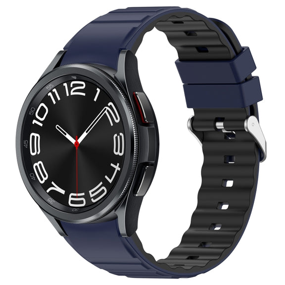 For Samsung Galaxy Watch 6 Two Color Horizontal Silicone Watch Band(Blue Black)