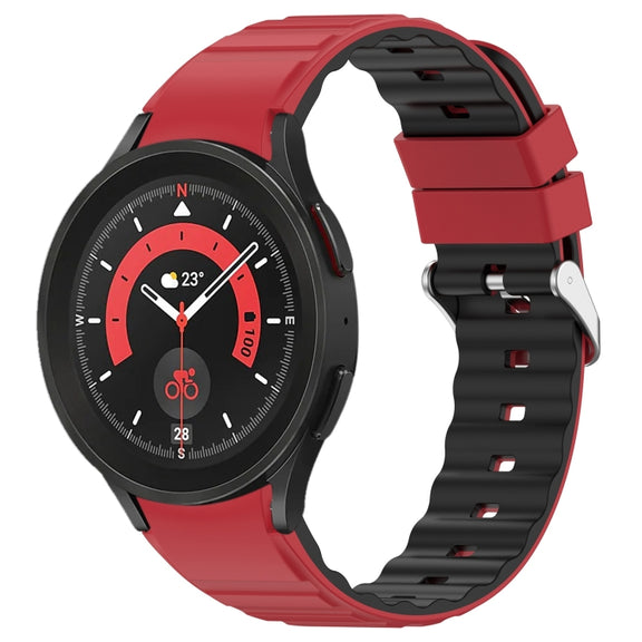 For Samsung Galaxy Watch 5 Two Color Horizontal Silicone Watch Band(Red Black)