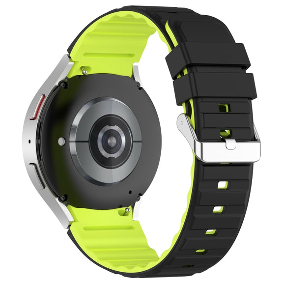 For Samsung Galaxy Watch 5 Two Color Horizontal Silicone Watch Band(Black Green)