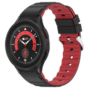 For Samsung Galaxy Watch 5 Two Color Horizontal Silicone Watch Band(Black Red)