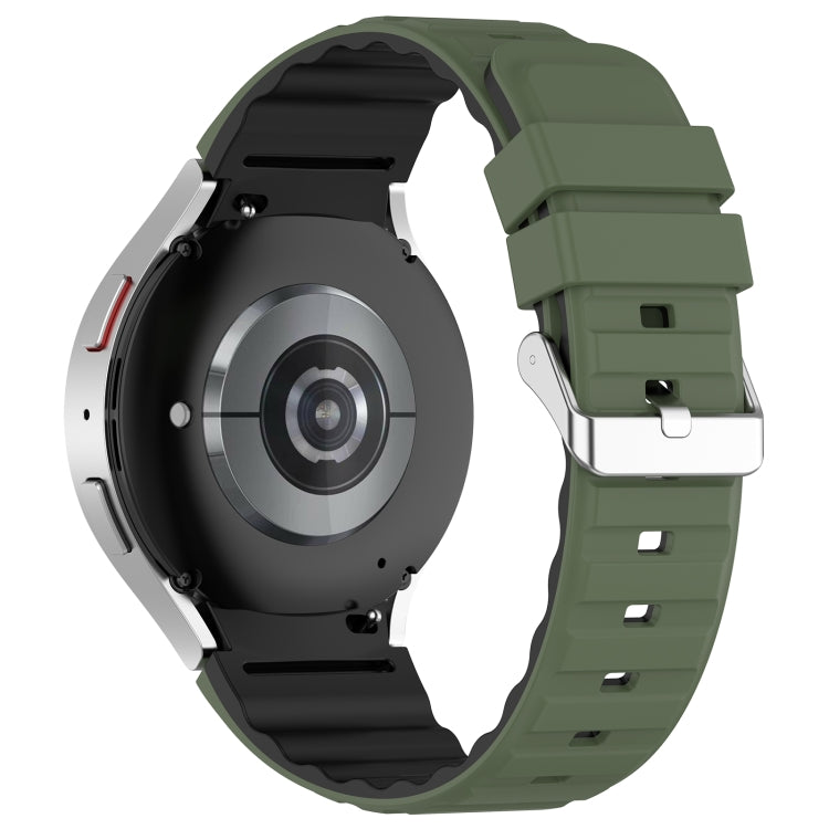 For Samsung Galaxy Watch 5 Two Color Horizontal Silicone Watch Band(Olive Green Black)