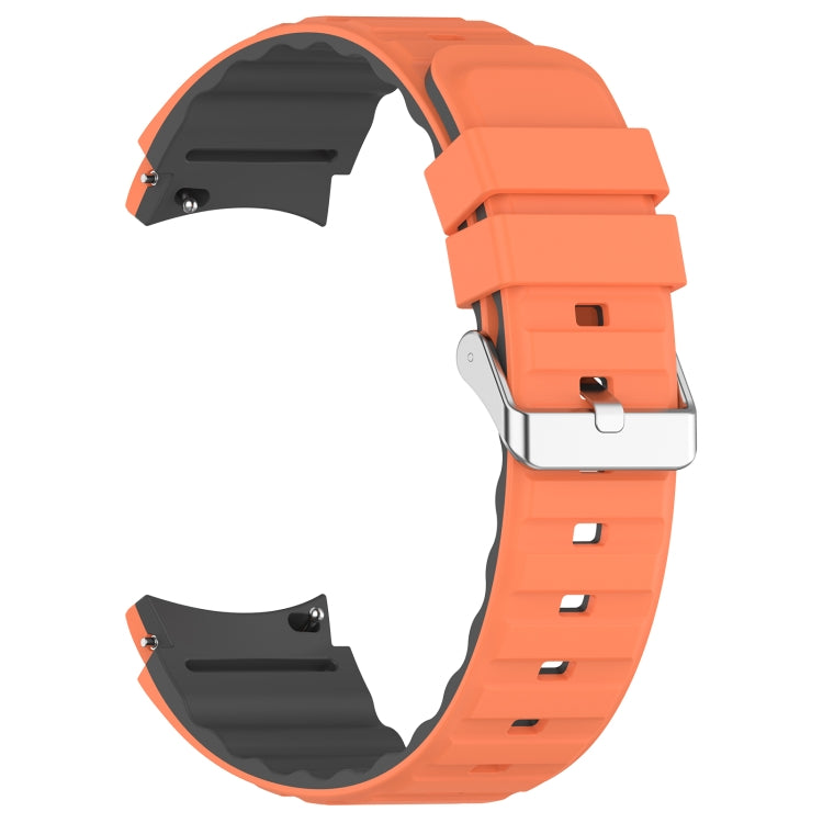 For Samsung Galaxy Watch 5 Two Color Horizontal Silicone Watch Band(Orange Grey)