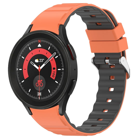 For Samsung Galaxy Watch 5 Two Color Horizontal Silicone Watch Band(Orange Grey)