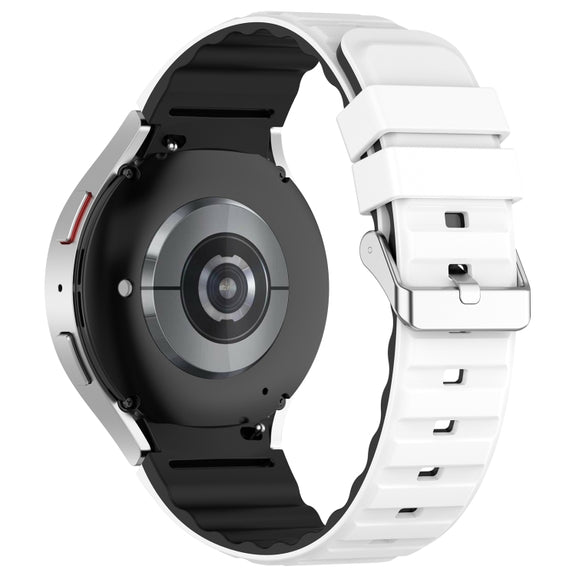 For Samsung Galaxy Watch 5 Two Color Horizontal Silicone Watch Band(White Black)