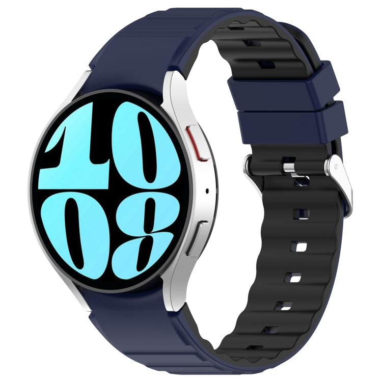 For Samsung Galaxy Watch 5 Two Color Horizontal Silicone Watch Band(Blue Black)