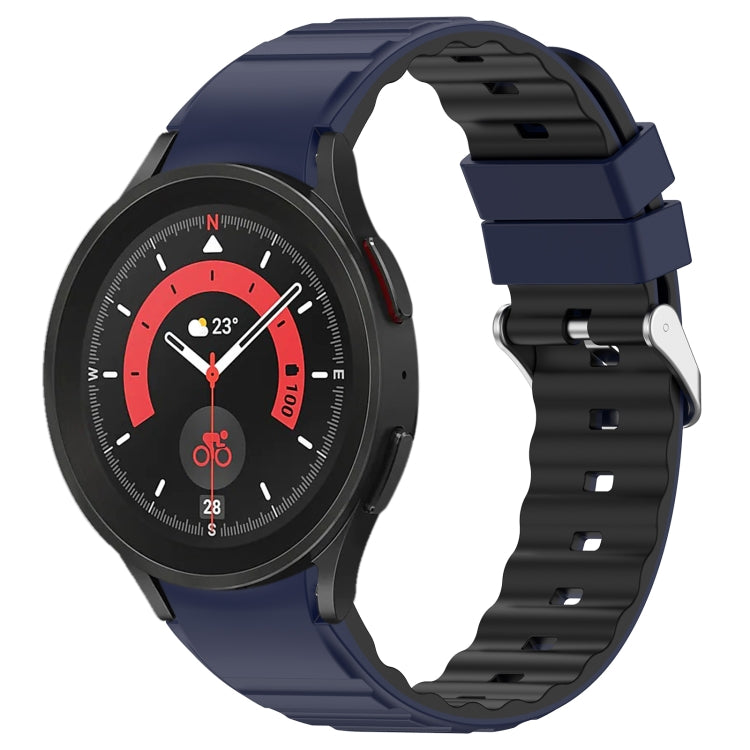 For Samsung Galaxy Watch 5 Two Color Horizontal Silicone Watch Band(Blue Black)
