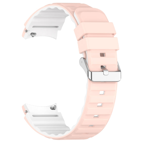 For Samsung Galaxy Watch 5 Pro Two Color Horizontal Silicone Watch Band(Pink White)