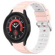 For Samsung Galaxy Watch 5 Pro Two Color Horizontal Silicone Watch Band(Pink White)