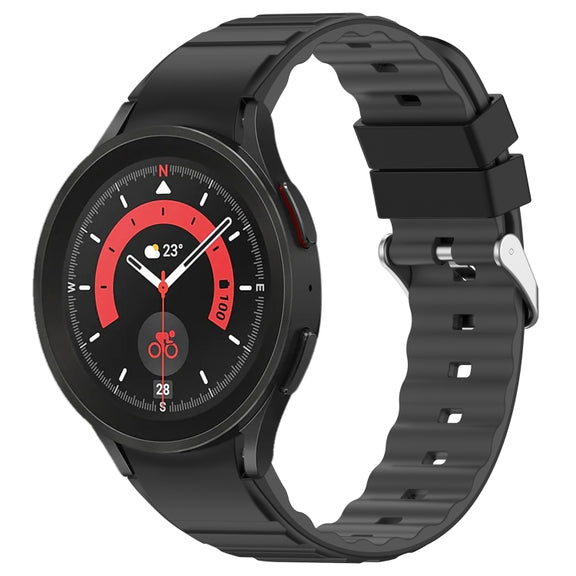 For Samsung Galaxy Watch 5 Pro Two Color Horizontal Silicone Watch Band(Black Grey)