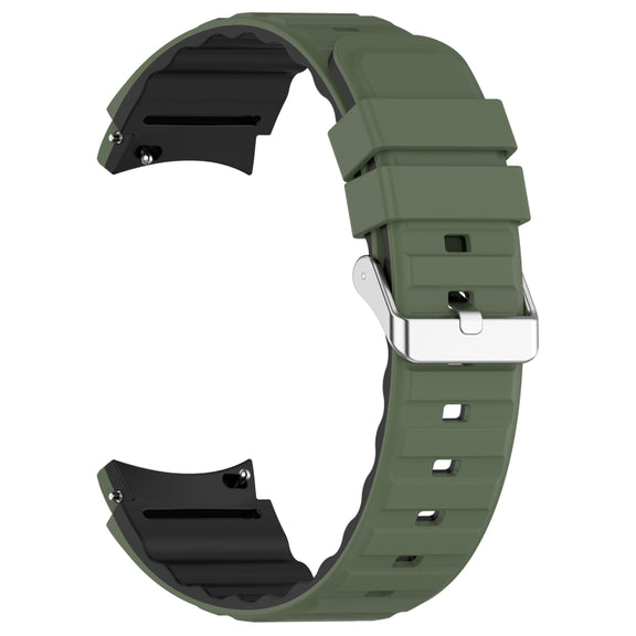 For Samsung Galaxy Watch 5 Pro Two Color Horizontal Silicone Watch Band(Olive Green Black)